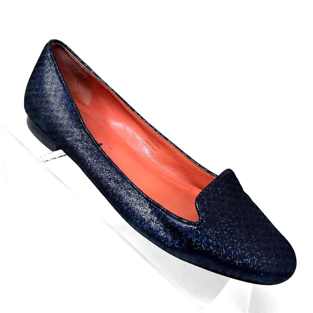 Via Spiga Edina Loafer Womens 9 M Black Blue Shimmer Holographic Slip On Flat